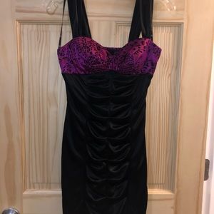 Magenta and black cocktail dress